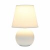 Creekwood Home Traditional Petite Ceramic Orb Base Table Lamp with Matching Tapered Drum Fabric Shade, Off White CWT-2004-OF